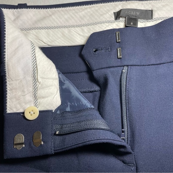 J. Crew Cropped Pants Slim Corpcore Four Seasons Navy Viscose Women’s Size 2 - Picture 8 of 12